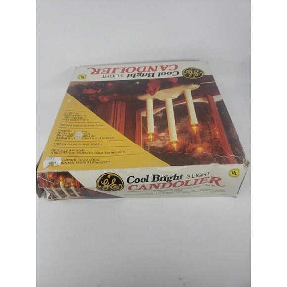 VTG GE Candolier Christmas Candle Sticks General Electric 3 Light Cool Bright - Picture 12 of 16